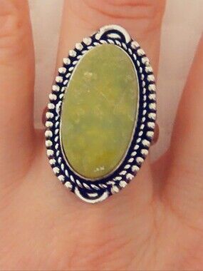 Adjustable Gemstone Statement Ring Overlay Sterling Silver Plated
